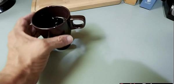 Father fucks stepdaughter while she cleans the house